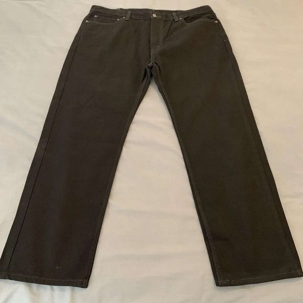 Levis 505 Jeans Mens 40x30 Black Dark Wash Regular Fit Straight Denim Pants